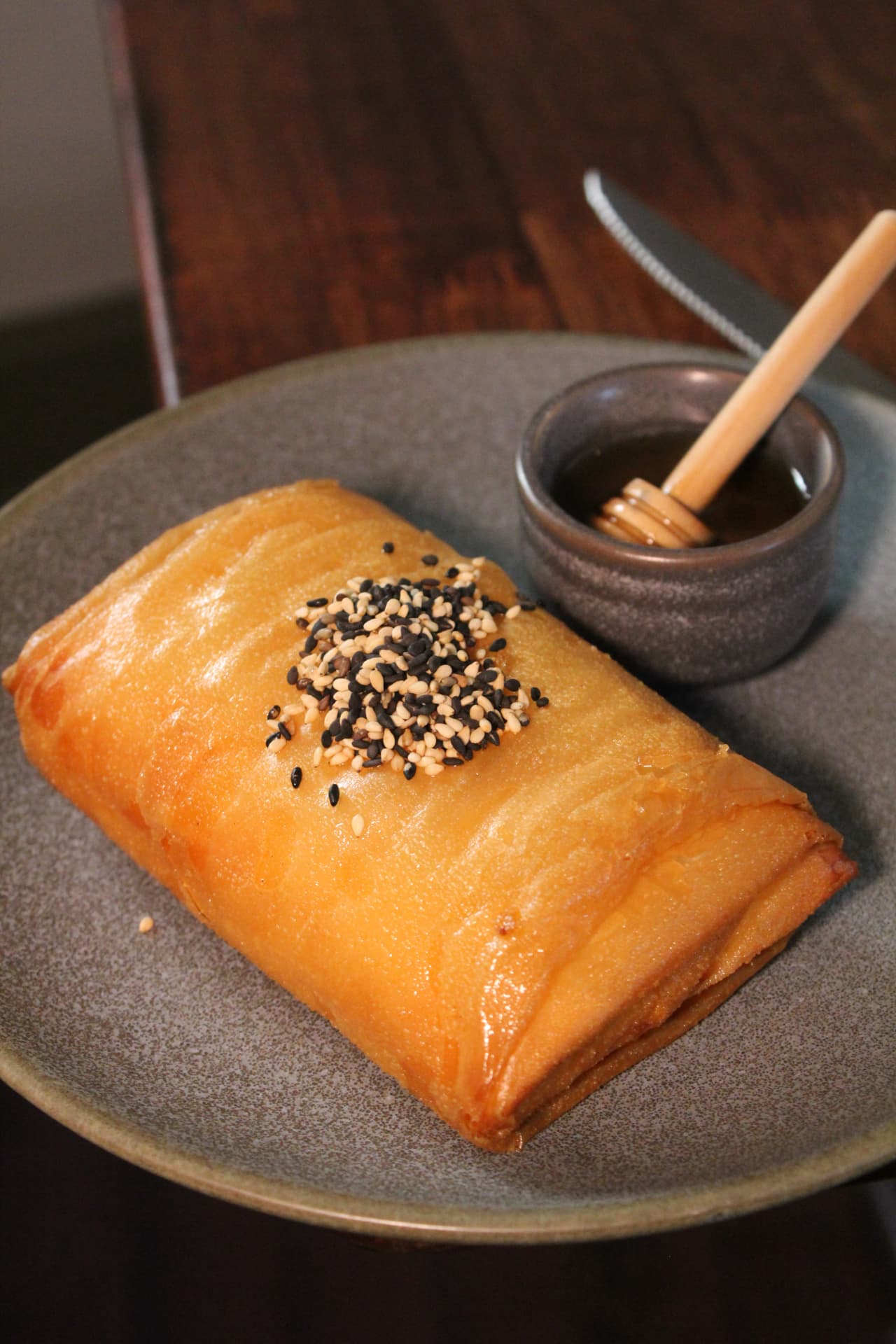 Glazed pastry with honey